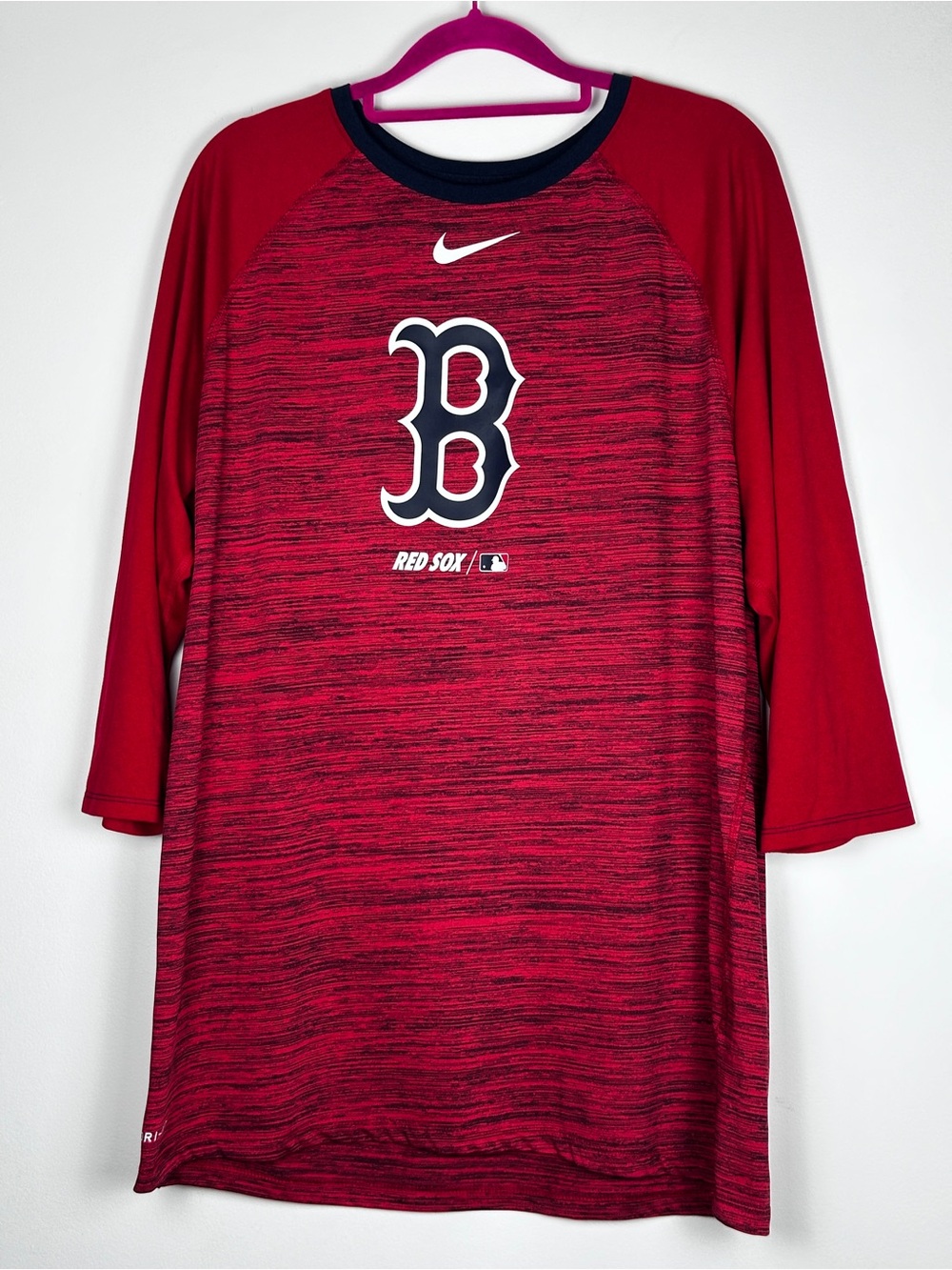 Nike Boston Red Sox MLB Dri-FIT 3/4 Sleeve Baseball Shirt Men’s L Red Navy